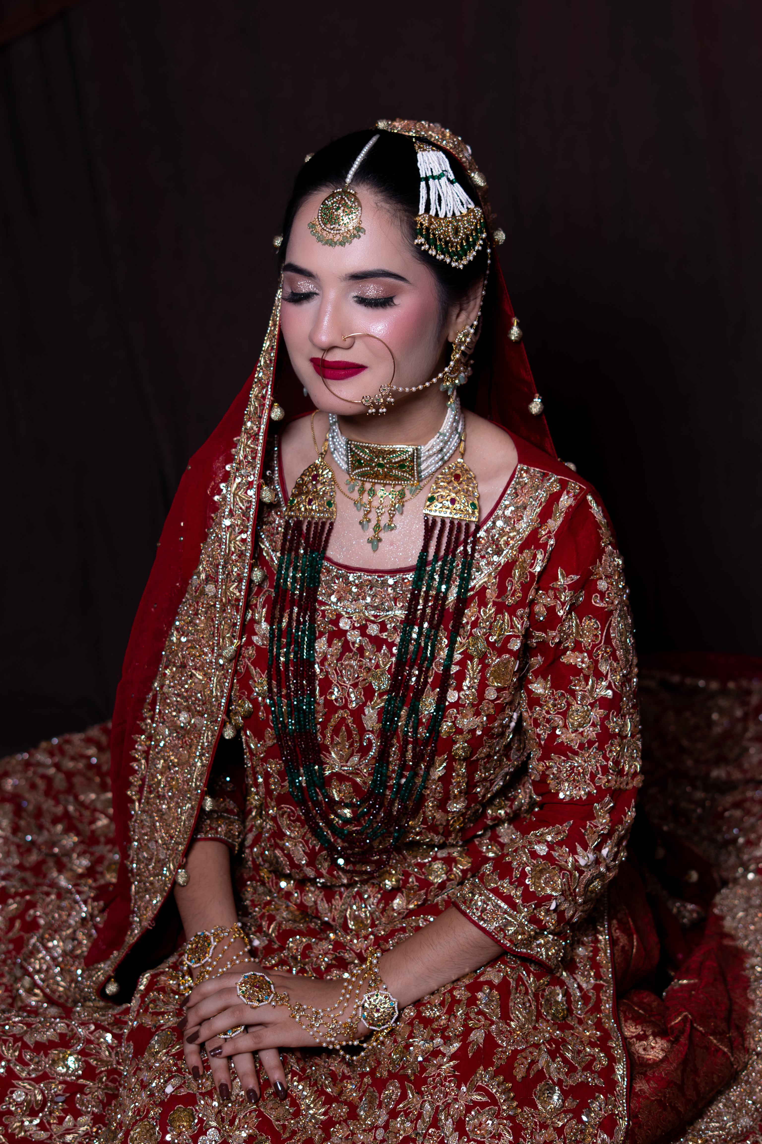 Bridal makeup profile with traditional jewellery