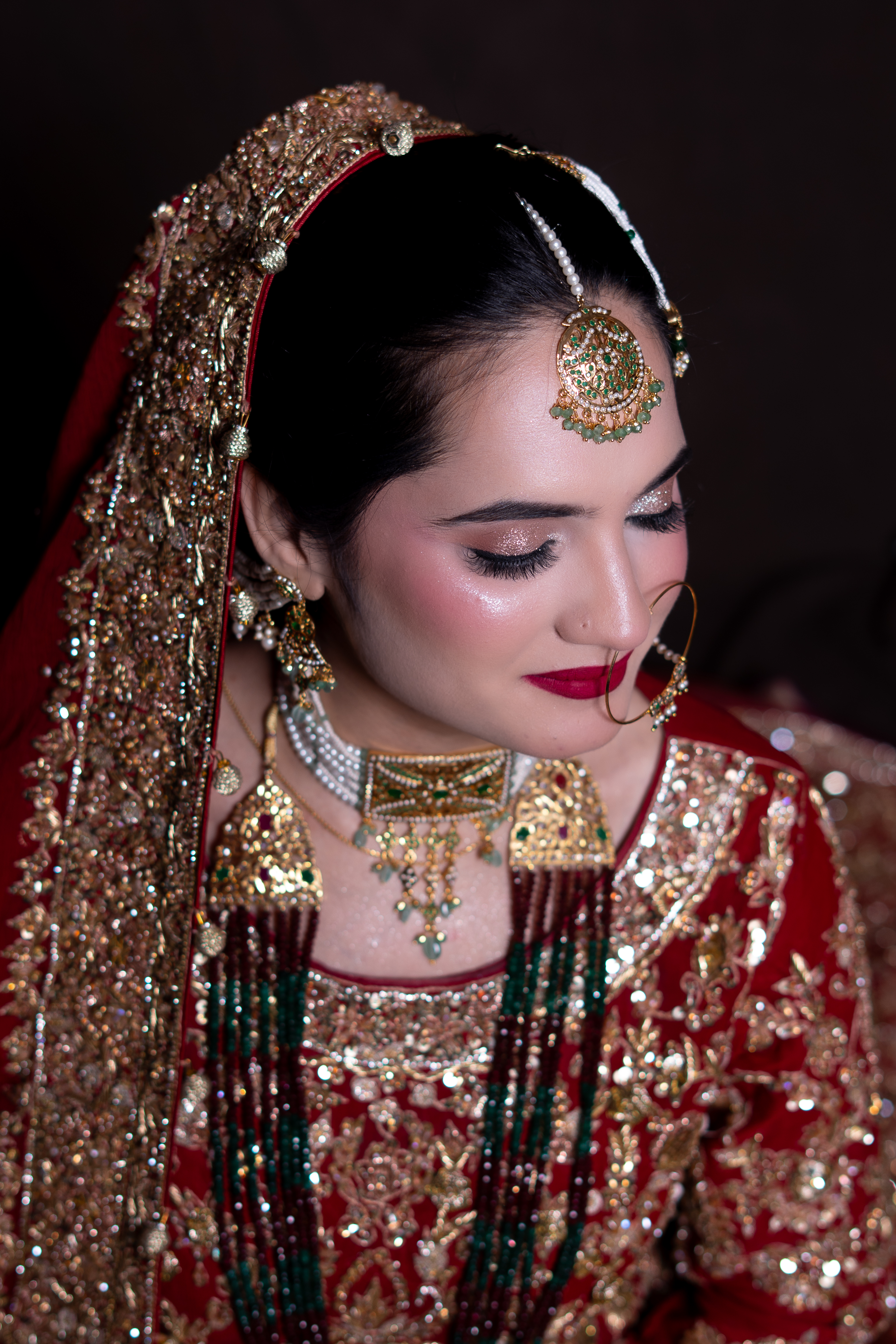 Close-up bridal complexion detailing and natural skin texture refinement